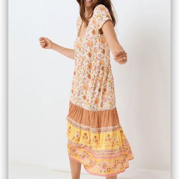 Spell and the Gypsy Women's Portobello Road Babydoll Floral‎ Boho Midi Dress XXS - Picture 1 of 10